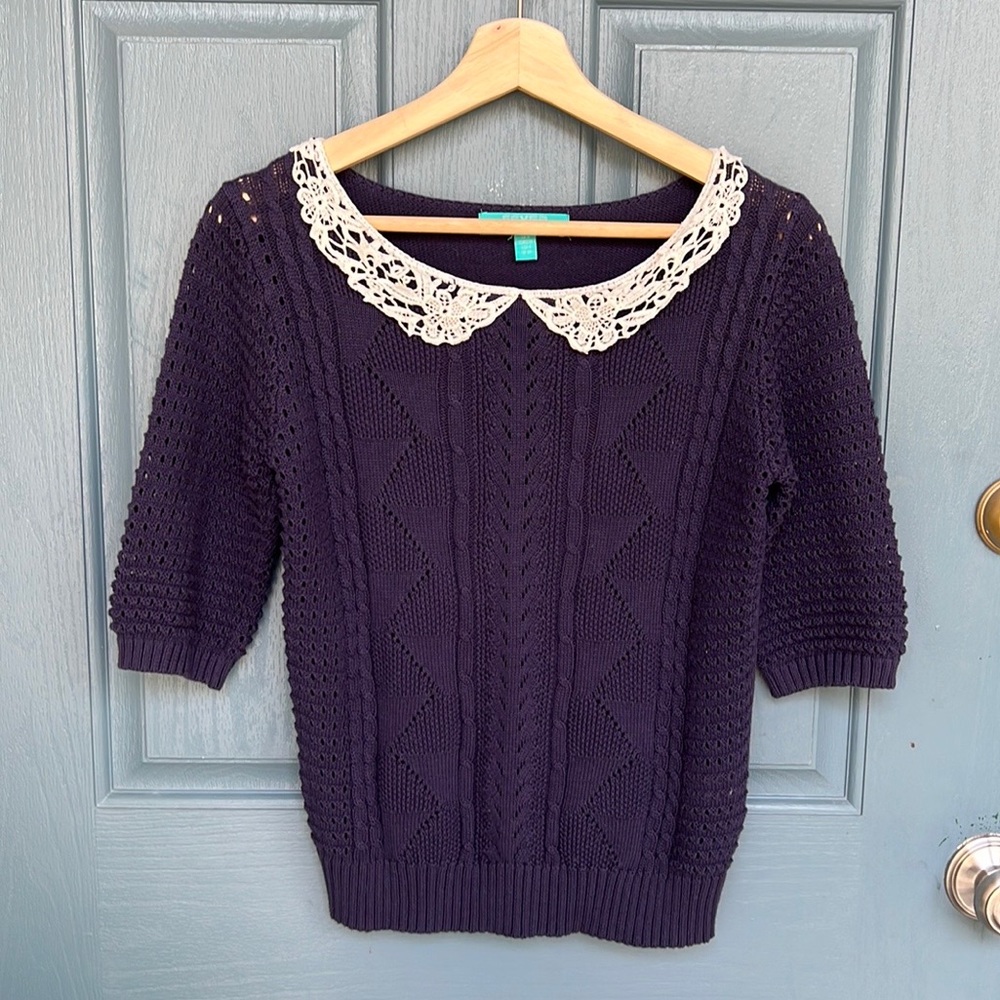 Fever London Sweater with “Lace” Collar